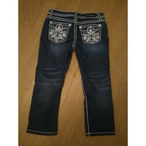 LA IDOL Girls Embellished Capri Jeans Size 14!